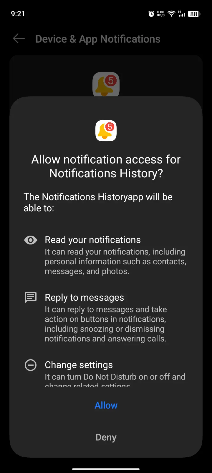 Notifications History